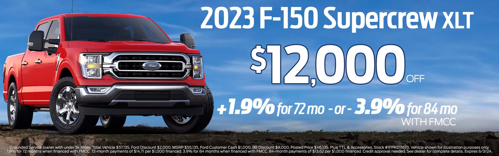 $12,000 off with FMCC F-150. 1.9% at 72 or 3.9% at 84 APR