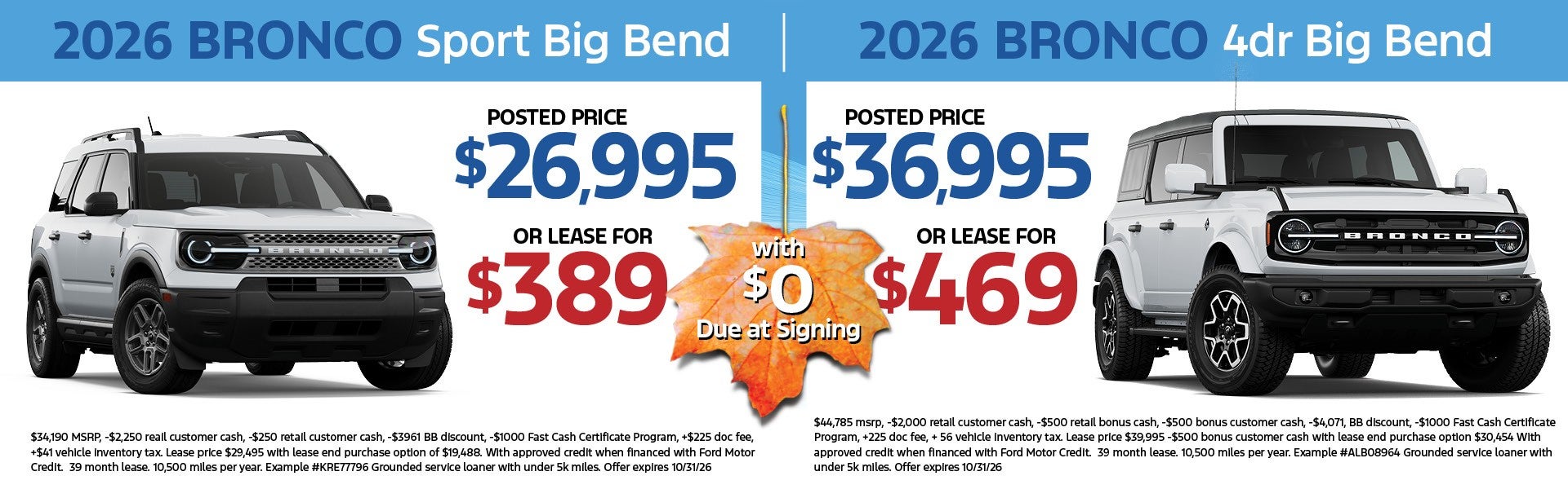 FALL SPECIALS 