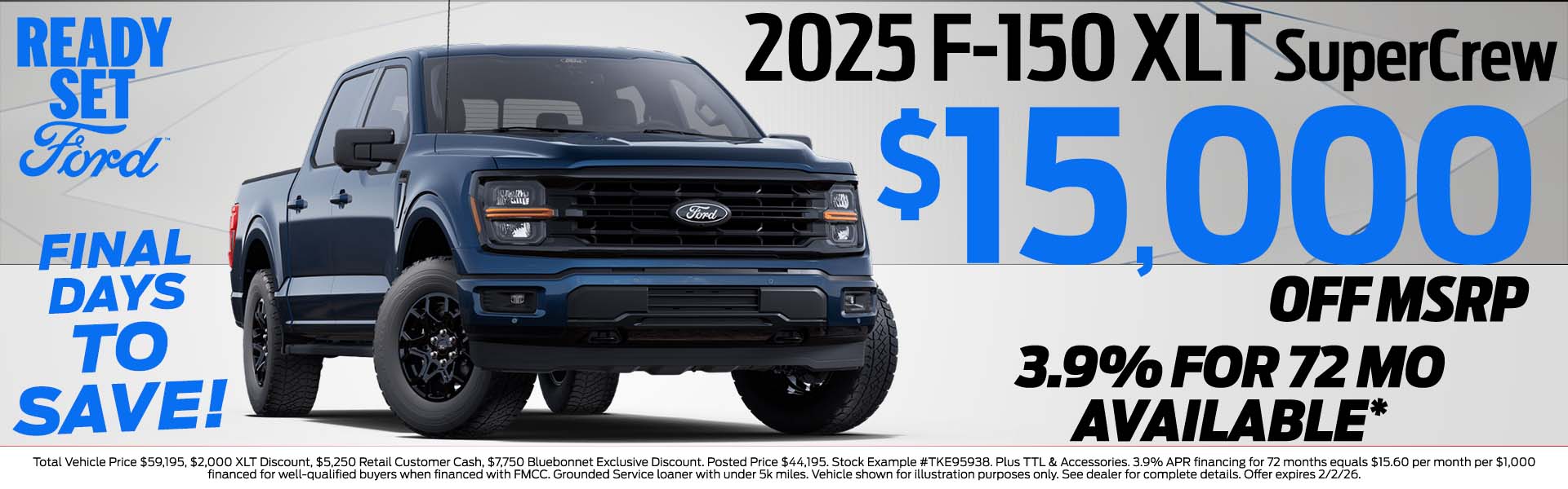 F-150 XLT $15,000 off + 3.9% APR for 72 Mo