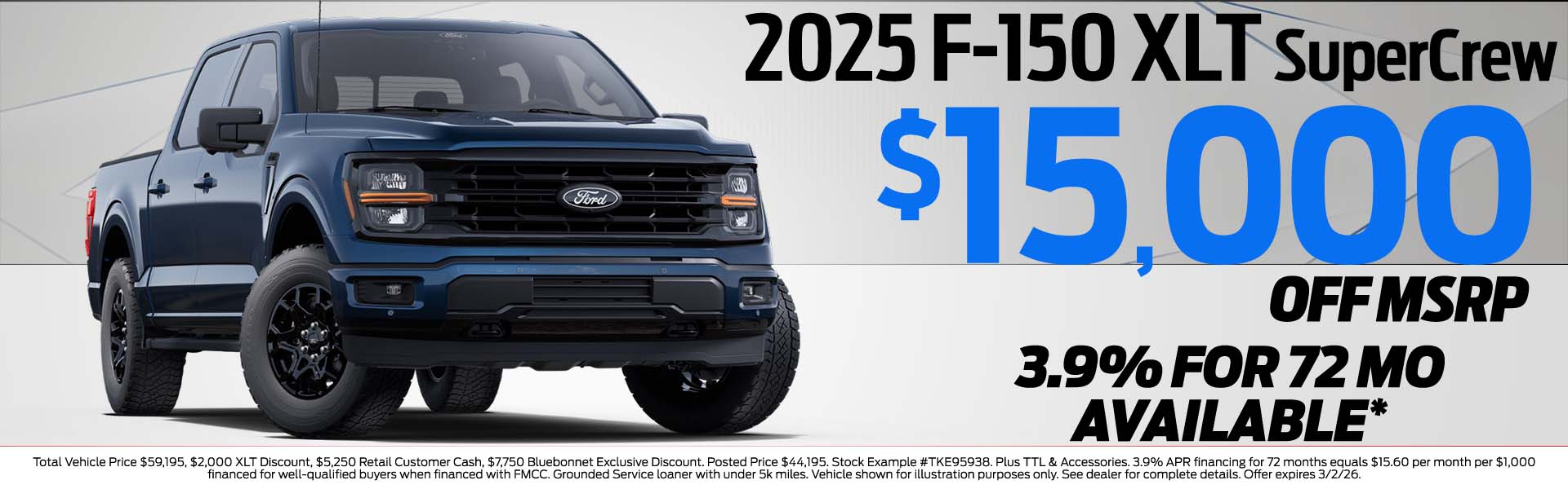 F-150 XLT $15,000 off + 3.9% APR for 72 Mo