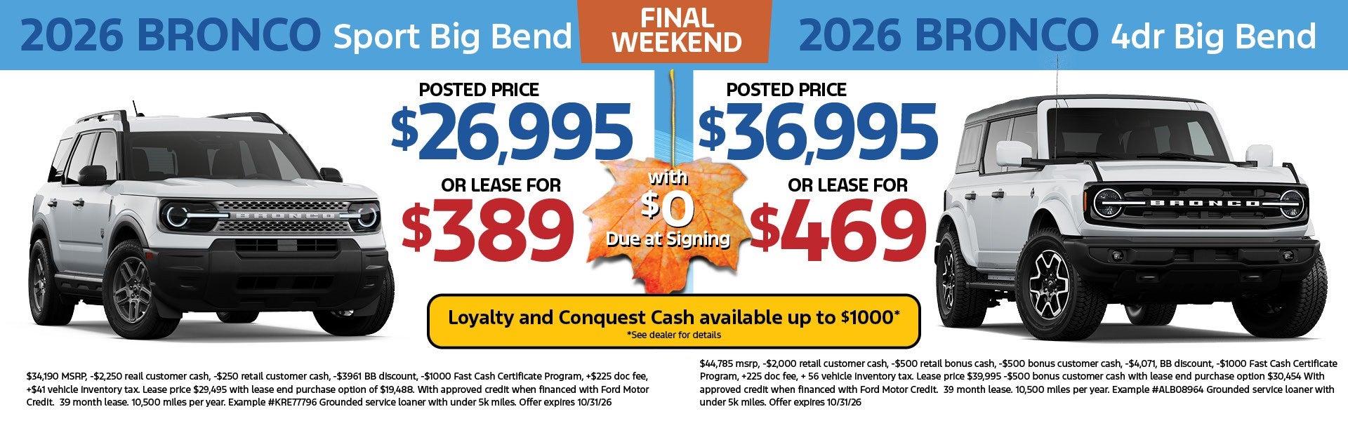 FALL SPECIALS 