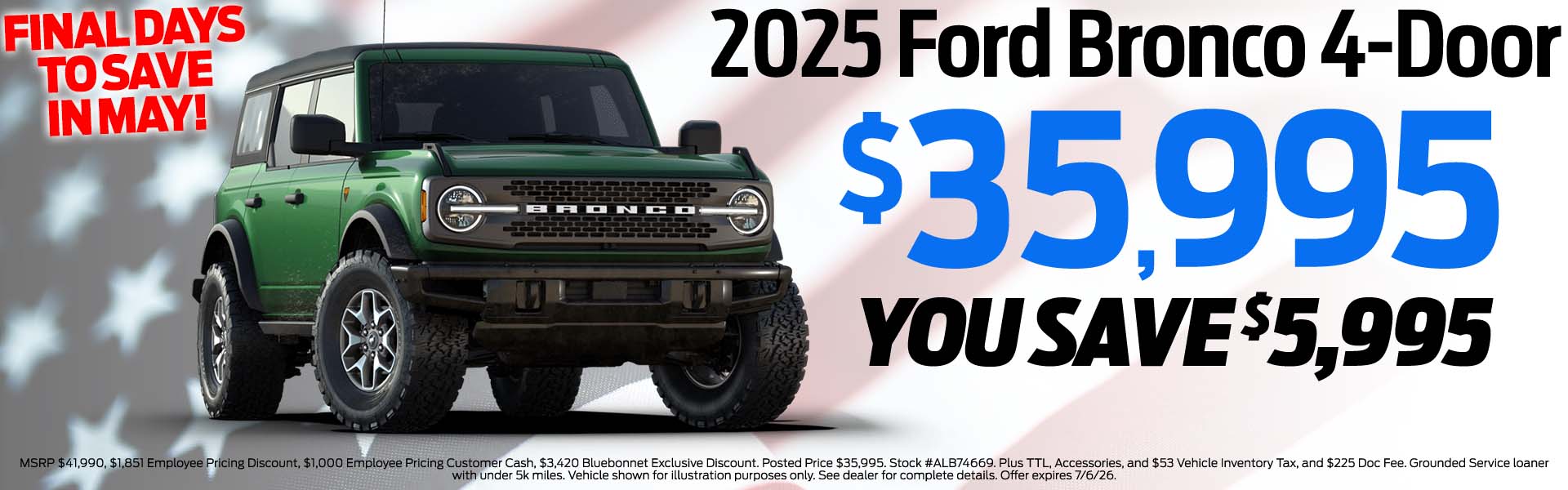 2025 Bronco $35,995