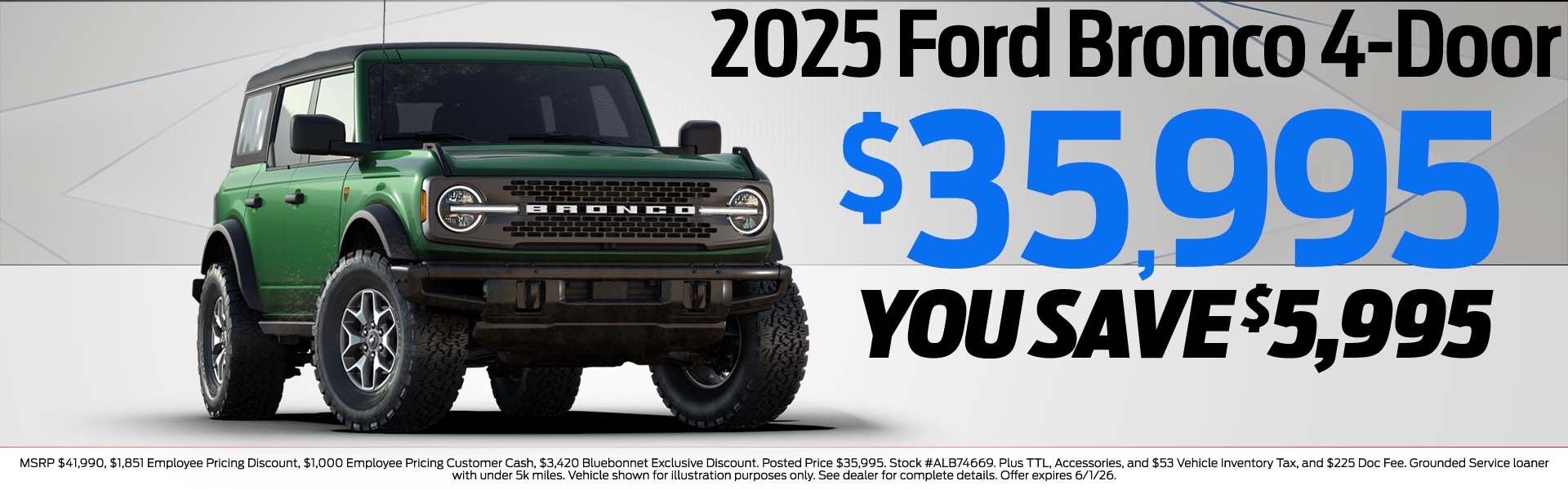 2025 Bronco $35,995