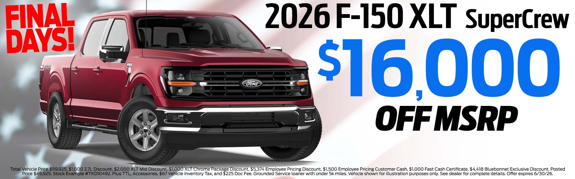 2026 F-150 XLT $16,000 off MSRP