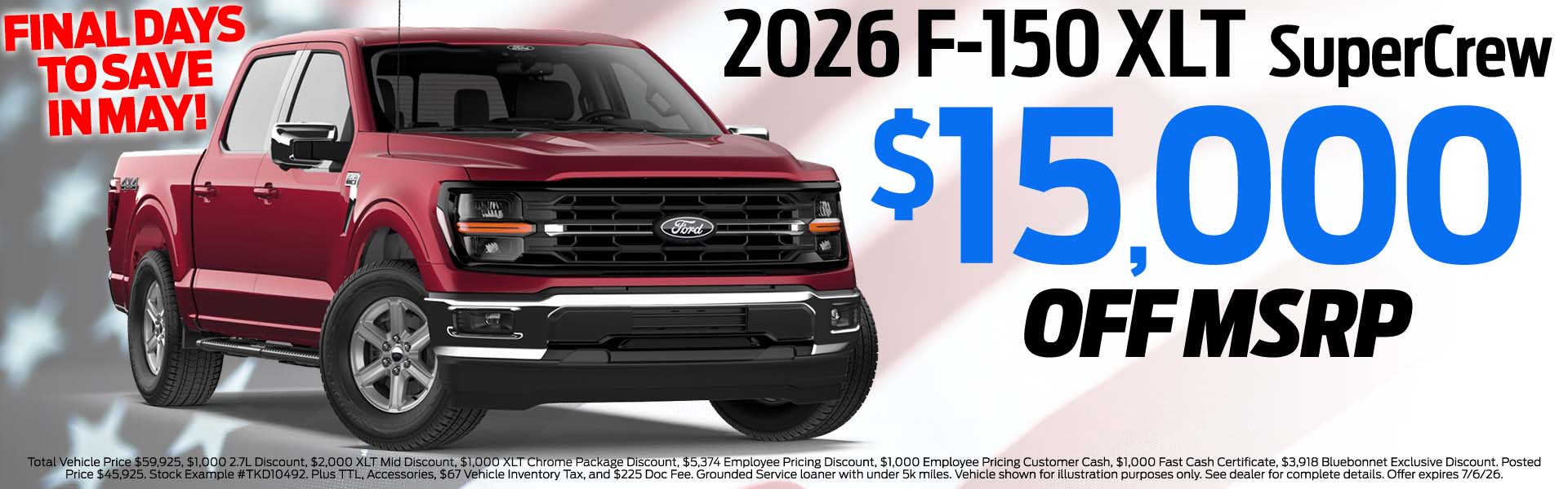 2026 F-150 XLT $15,000 off MSRP