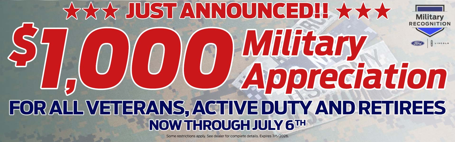 $1000 military appreciation cash for all military personnel