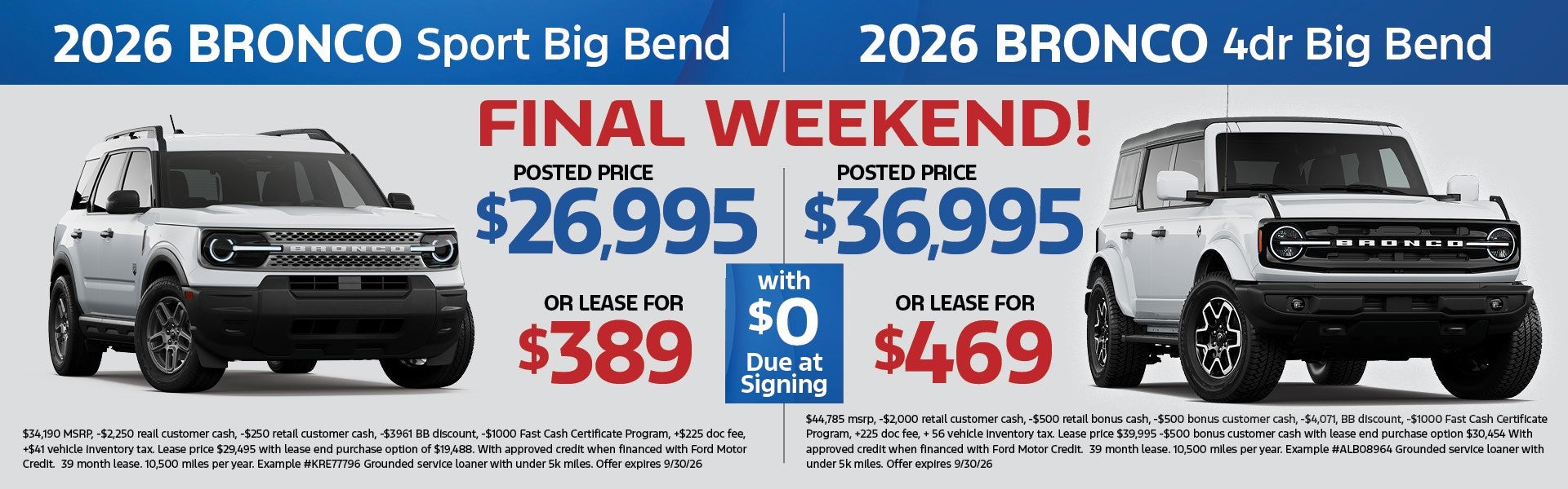 SEPTEMBER SPECIALS