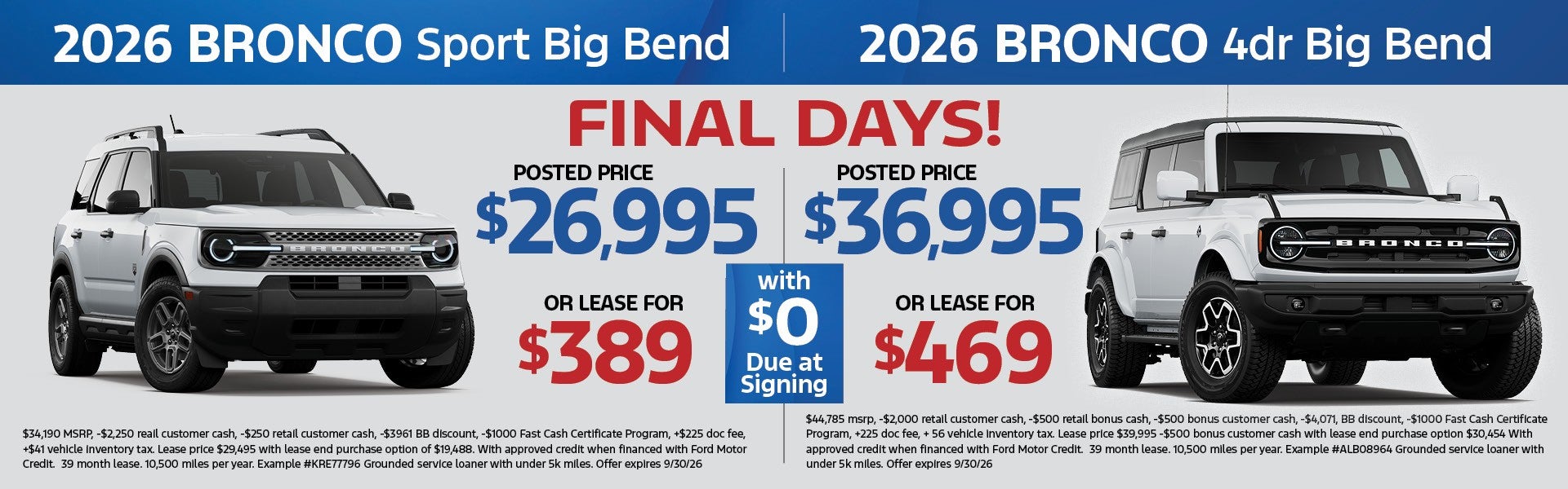 SEPTEMBER SPECIALS